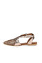 Brown Tulle-Mink Leather Women's Flat Sandals - 3