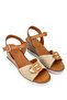 Women's Leather/Textile Ntrl File/Taba Heeled Sandals - 2
