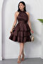 Halter Neck Layered Satin Dress Drp565 - 4