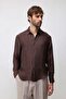 Coffee Crinkled Relax Fit Men's Shirt - 3