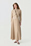 Double-Breasted Belt Detailed Flowy Beige Suit 1819 - 5