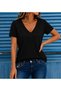 Women's Short Sleeve V-Neck Viscose Blouse - 3
