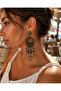 Ethnic Beaded Detailed Dangle Earrings Antique Bronze Look Bohemian Design - 6