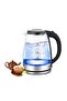 Ch.Perfect 2L Electric Glass Kettle 1500W Rapid Heating Tea & Coffee Maker with LED Illumination, Stainless Steel Base