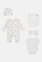 Toddlers Boy 5 Pcs Allover Print Bodysuit And Bib Set, Multicolor - 3