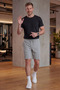 Men's Gray Ultra Light Parachute Fabric Bermuda Shorts with Pockets and Elastic Waist - 2