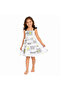 Girl's Strappy Bowknot Layered Ruffle Patterned Summer Dress - 8