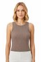 Premium - Tide Collection |   Mink Crew Neck Wrinkled Textured Sleeveless Women's Crop Blouse