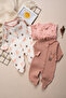 100% Cotton Baby Girl 3-Piece Booties and Romper Set with Rabbit Pattern - 6
