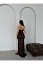 Brown Strapless Waist Detailed Sequined Evening Dress - 7