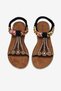 Women's Black Comfortable Fit Sandals with Scarf Detail and Stones - 4