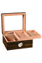 desktop Glass Top Cigar Humidor | Classic Wood Design with Analog Hygrometer - 3