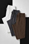 Men's 3-Piece Linen Trousers with Elastic Waist