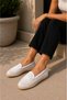Knitted Detailed Summer Ballerina Flats Ecru