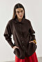 Linen Piping Tie-Up Shirt Dark Brown - 4