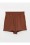 Two Mt Shop Quality Lcw Vision Brown Women's Flat Shorts with Elastic Waist - 5