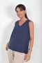 Women's V-Neck Ribbed Italian Cotton Lyocell Blouse - 3