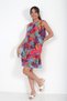 Women's Multi-Colored Layered Short Chiffon Dress with Lining - 3