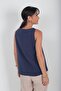 Women's V-Neck Ribbed Italian Cotton Lyocell Blouse - 4