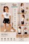 Summer Panther Belt Printed Sweet Cat Girl Black Shorts and White T-Shirt Set - 2