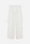Women's White Wide Leg Linen Trousers - 2