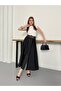 Cupra Fabric Belted High Waist Slit Pleated Midi Skirt - 3