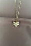 Zircon Stone Detailed Bee Figured Necklace - 3
