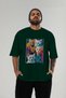 For the Love of Cats 20 Front Cat Printed Green Oversize T-Shirt 100% Cotton Unisex Cat Lover Premium Design - 5