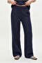 Women's Giselle Halter Neck Tie Blouse Elastic Waist Pants Woven Navy Blue Bottom Top Set - 4