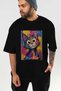 For the Love of Cats 61 Front Cat Printed Black Oversize T-Shirt 100% Cotton Unisex Cat Lover Premium Design - 7