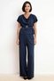 Women's Plus Size Degaje Collar Short Sleeve Belted Wide Leg Pique Knitted Suit Relaxed Fit Casual Modern - 4