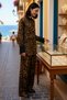 Women's Leopard Patterned Jacquard Woven Shirt Trousers Set Long Sleeve Standard Cut Comfortable Casual Modern - 2