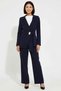 Women's Plus Size V-Neck Woven Jacket Pants Set Metal Accessory Detailed Long Sleeve Casual Comfortable - 4