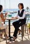 Women's Plus Size Jacket Lapel Collar Sleeveless Vest Pants Set Belted Waist Woven Casual Daily Modern - 3