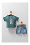 Baby Boy Summer Cotton Denim Shorts Set with Snap Fasteners on the Shoulder (9-18 Months) - 3