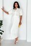 Women's Belt Detailed Striped Shirt Dress Midi Length Buttoned Dress