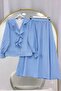Ruffle Collar Buttoned Sleeve Gathered Skirt Set