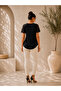 Elegant Touch Women's Lace Detailed V-Neck Short Sleeve Viscose Blouse - 3