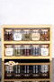 3-Tier Wooden Stand with 10 Spice Jars Set with Spoon 300 ml Glass Jars with Transparent Labels Spice Storage Container Organizer - 4