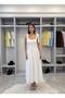 Women's White Shoulder-Strap Embroidered Maxi Dress - 4