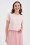 Women's 100% cotton short sleeve t-shirt with embroidery detail on the front
