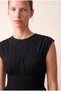 Women's Black Jacquard 100% Cotton Crew Neck Sleeveless Gipeli Waist Ruffle Detailed Blouse Mara - 6