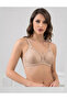 . Lingerie C Cup Satin-Like Gathering Bra with Tulle on the Side and Without Underwire
