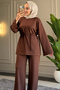6050 - Stylish, Comfortable, Soft Modal Knitted Fabric Women's Set with Waist Tie Detail - 4