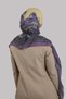 Purple Oversized Scarf Italian Stitched Cut Fiber Patterned 202212_22 - 2