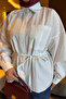 Ecru Buttoned Shirt with Tie at the Waist - 4