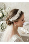 Special Design Crystal Beaded Hair Crown 30 cm - White Pearl Shades Handcrafted Stone Crown- Bridal Crown-Pearl Crown - 3