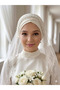 Special Design Crystal Beaded Hair Crown 30 cm - White Pearl Shades Handcrafted Stone Crown- Bridal Crown-Pearl Crown - 2