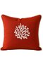 Coral Patterned Embroidered Throw Pillow Cover Red White Marine Decorative Pillow Case 42X42 cm
