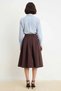 Women's Midi Length Poplin Skirt High Waist Pleated Cut Unlined Comfortable Clothing Seasonal Casual Modern Stylish - 5